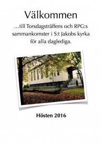 Torsdagsträff Hösten 2016